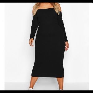 Lilac stone black & turquoise off shoulder dress